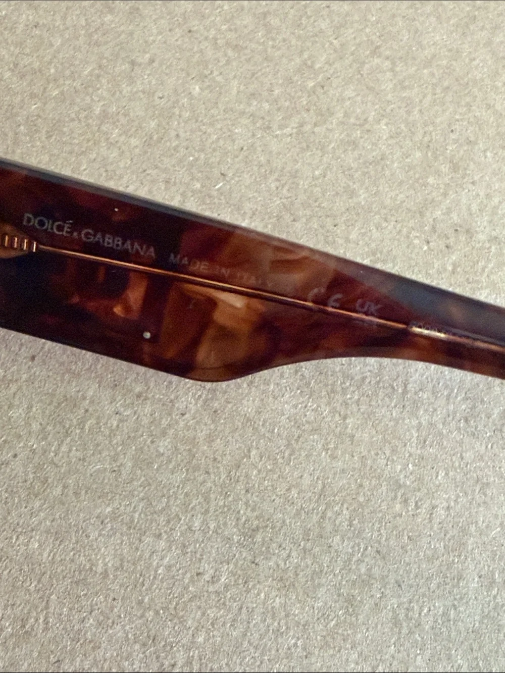 Dolce & Gabbana Brown Tortoiseshell Rectangle Sunglasses with Gold DG Emblems